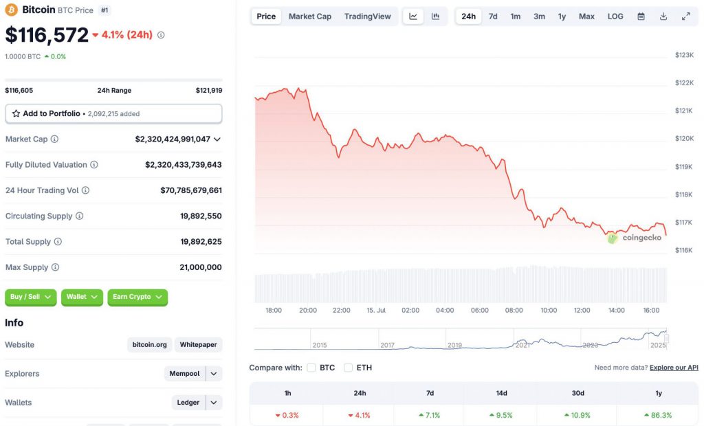 Bitcoin price chart
